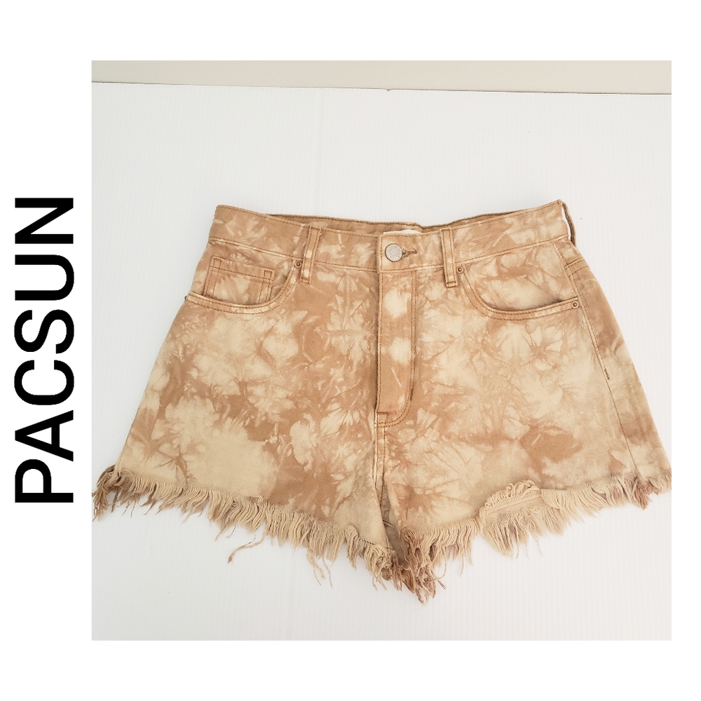 PacSun Tye Dye Tan High Rise Festival Shorts Size 25